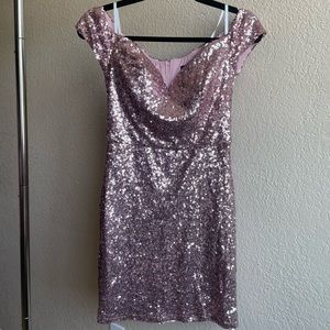 Pink Sequin Mini Dress